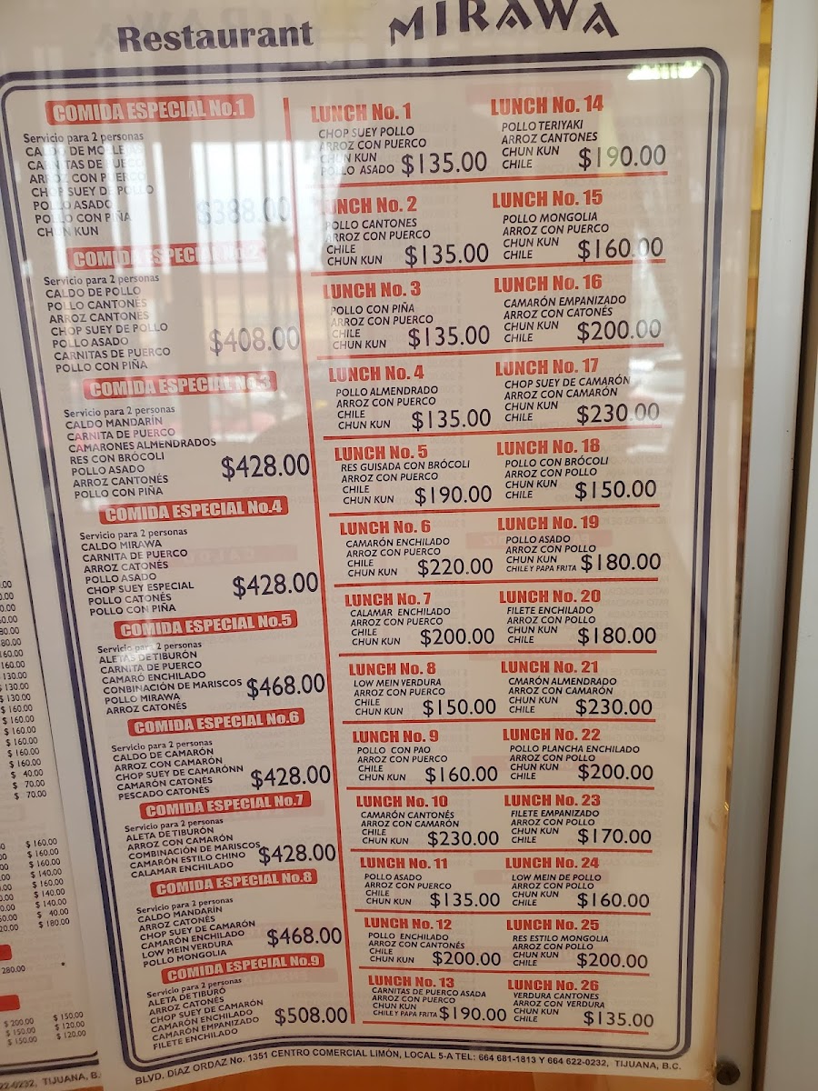 MIRAWA Menu - Image 1